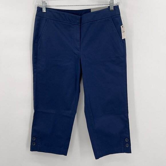 Talbots Pedal Pusher Length Slim-Leg Sits At Waist Navy Blue Capri Pants 8 NWT - Picture 1 of 14